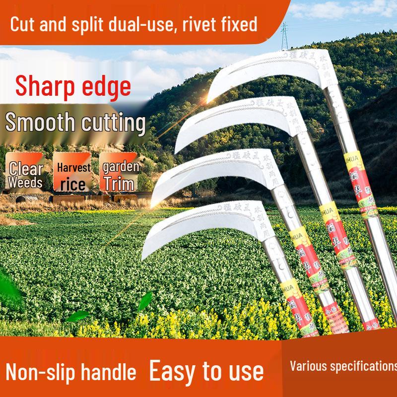 Sense mit extra langem Stiel für Gras, Mais, Weizen und Camping