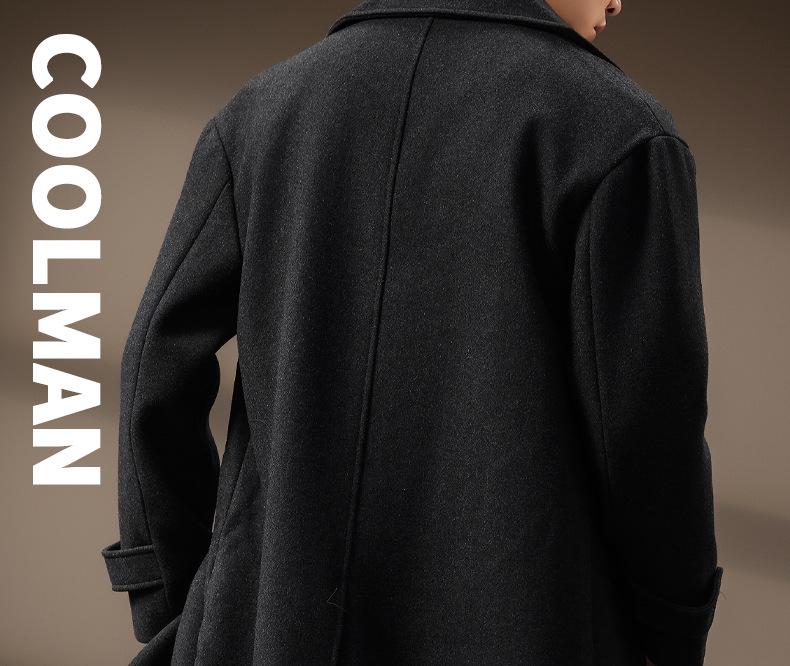 Men's Mid-Length High-Grade Double-Faced Wool Business Coat - Thick, Warm, and Fashionable for Winter