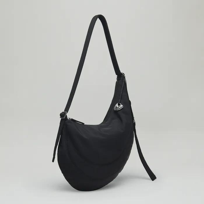 PEBBLE SHOULDER FABRIC BAG (MIDNIGHT)