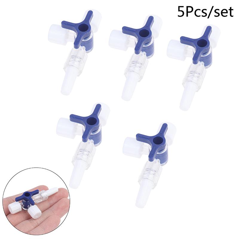 5Pcs Three Way Stop Cock Lock Adapter 3 Way Stopcock T-Connector Extension Tube