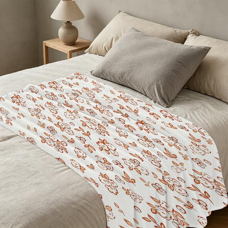 Floral Flannel Fleece Blanket: Soft Breathable Warm Cozy Throw for Bedroom, Living Room, Couch – Home Decor, Halloween & Christmas
