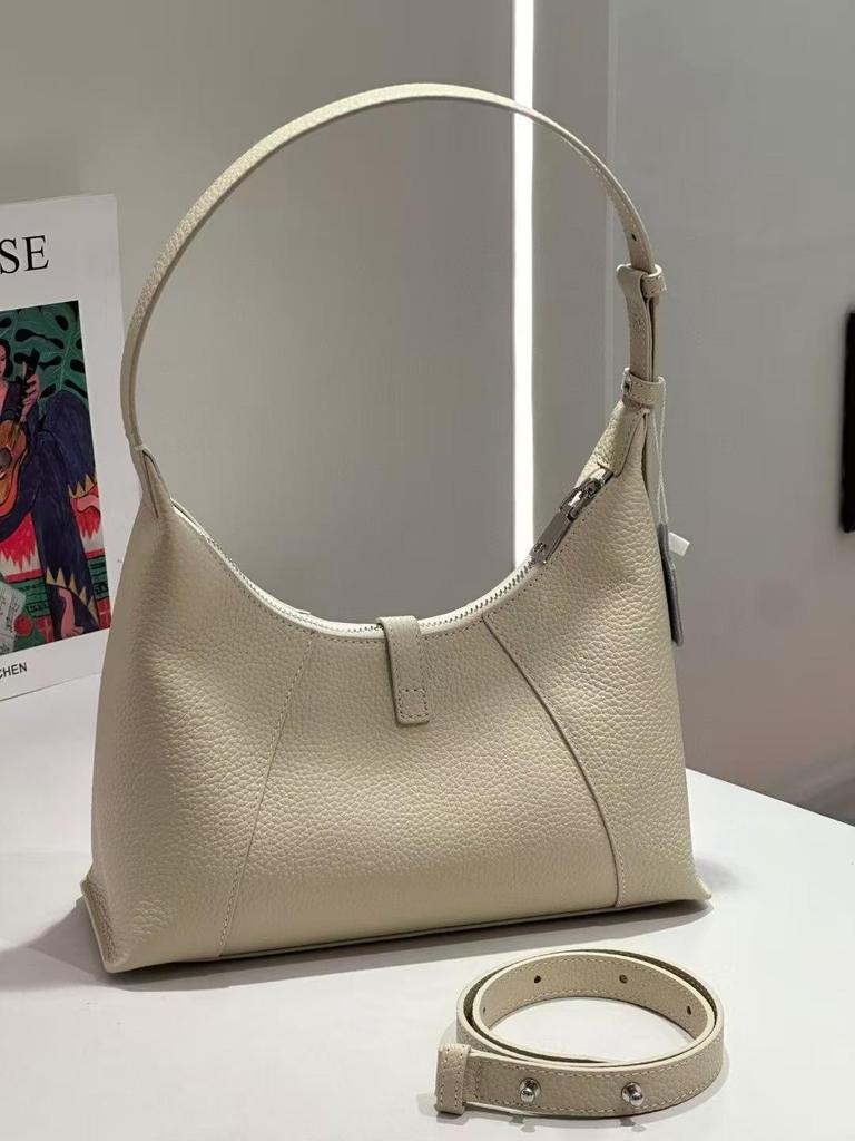 2025 Korean Style Genuine Leather Underarm Bag - Women's Versatile Fashionable Crescent Baguette Handbag
