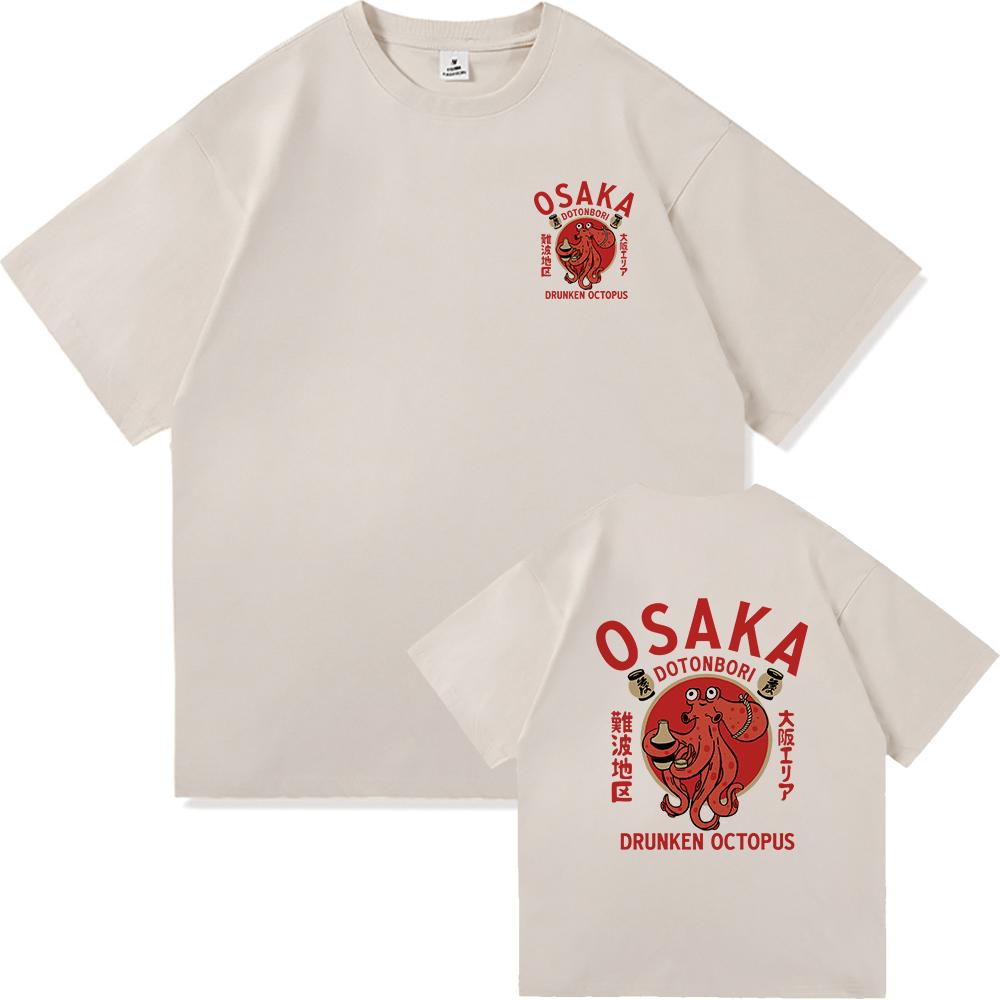 Osaka Dotonbori Drunken Octopus Tshirt Mens Harajuku Highquality Clothes Cotton Tshirt Loose Breathable Top