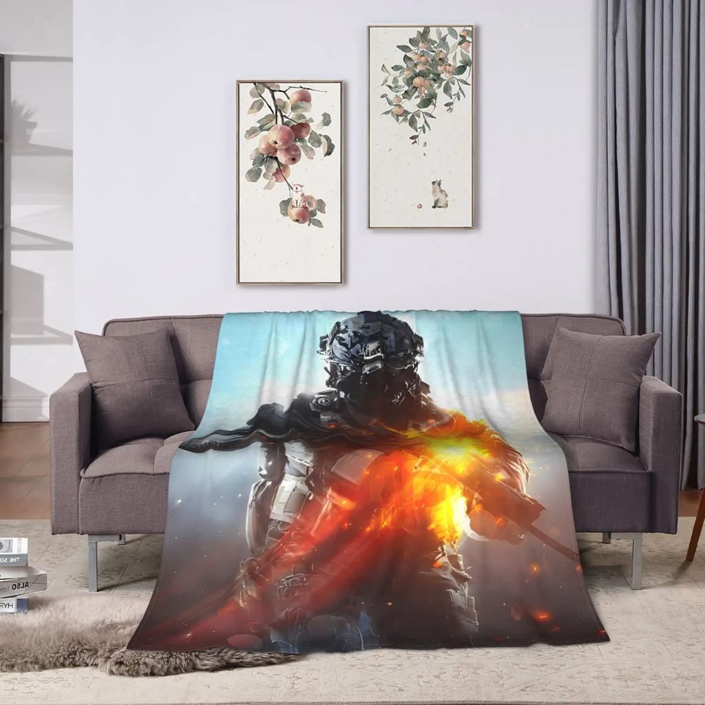 Battlefield 6 Game Funny Flannel Blanket Super Warm Bedding Throws for Couch Bed Airplane Travel Funny Bedspread Sofa Bed Cover