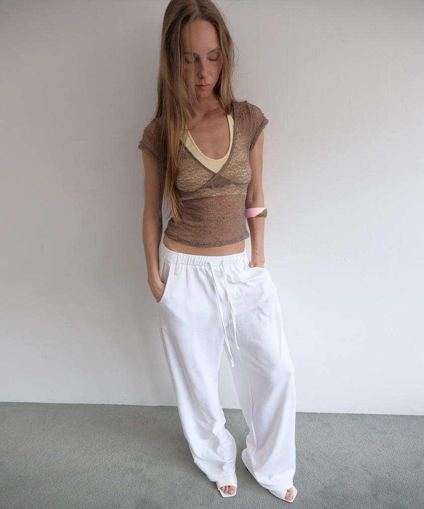 Asula Lazy Sweat Pants - Long (White)