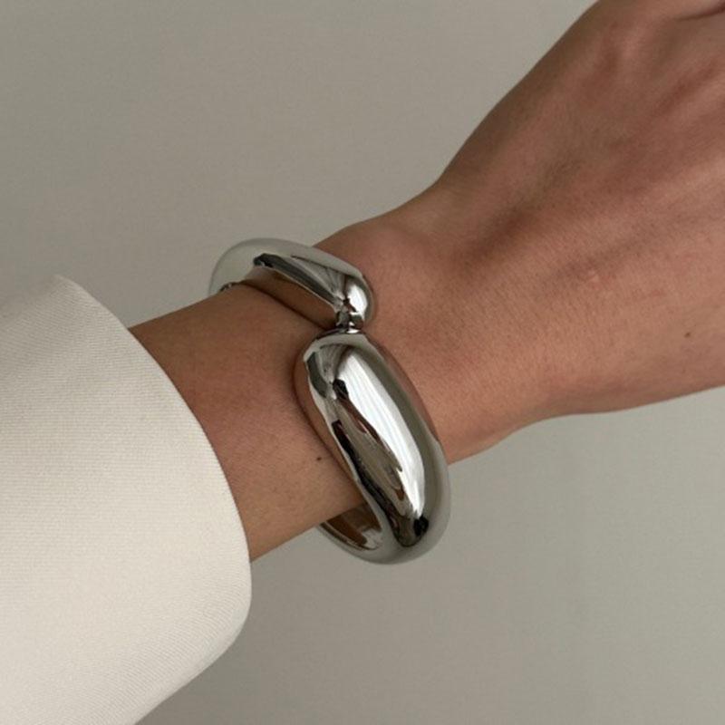 Gold Color Chunky Metal Snake Geometric Wide Cuff Bangles for Women Open Irregular Bracelets Bangle Men Goth Punk Jewelry