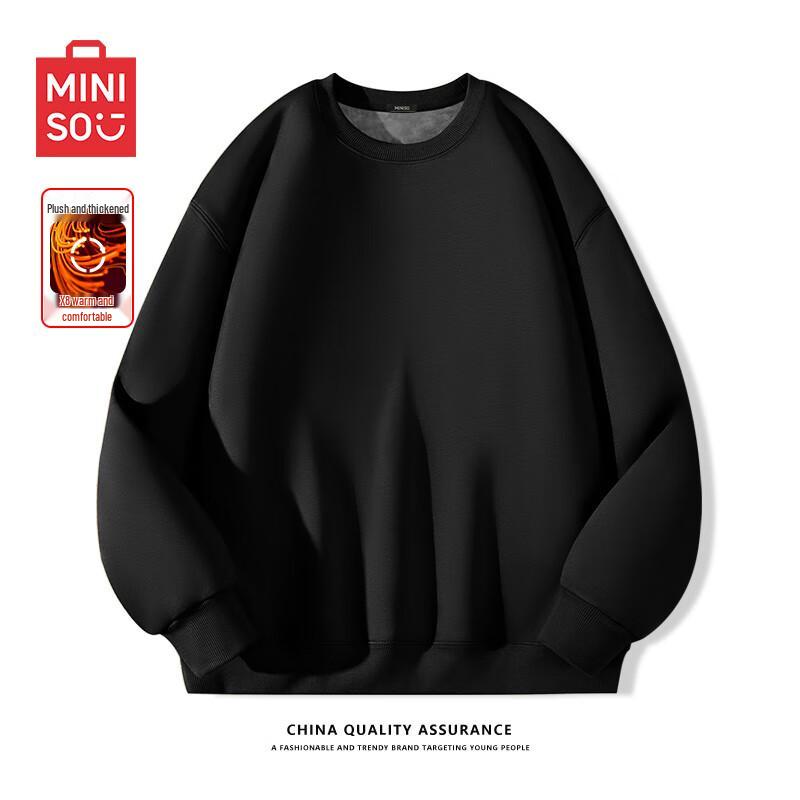 MINISO Men's Solid Color Crewneck Pullover Sweatshirt