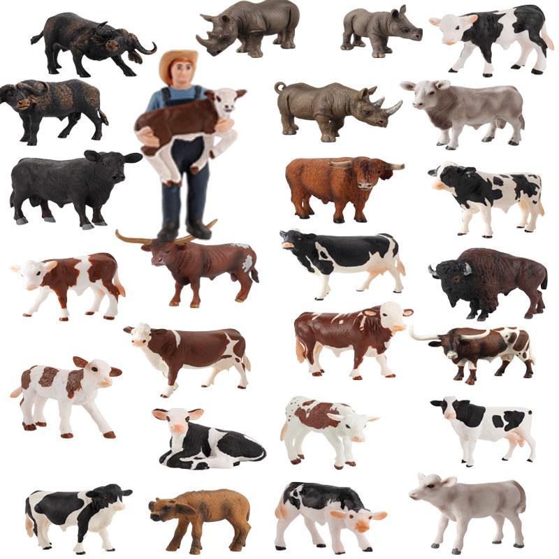 Educational Toy Animal Model Simulation Farm Animal Figures Kid's Gift Plastic Material Cow Category 14x8cm Size