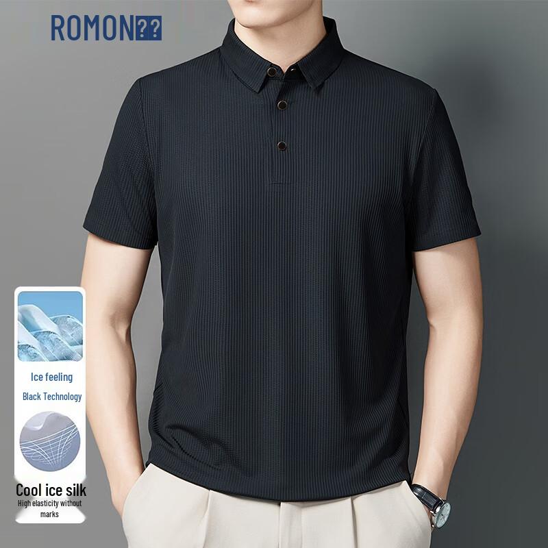 

ROMON Men s Ice Silk Quick-Dry POLO Shirt 3XL