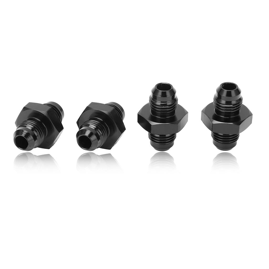 4PCS AN6 To AN6 Male Fitting Fuel Line Adapter Straight Aluminum Black Anodized for Flare Union