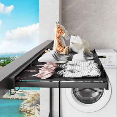 Skládací nástěnná police Vysoká nosnost Síťovaný úložný stojan Zatahovací sušicí síť s háčkem Přenosný organizér do koupelny