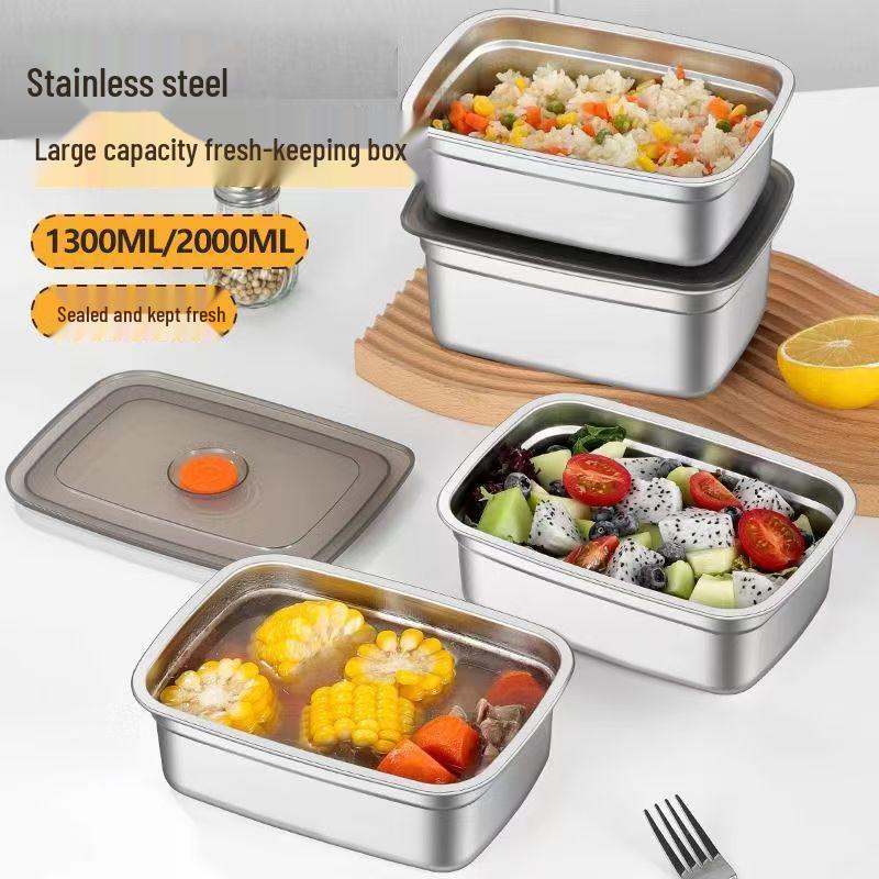 Пищевой контейнер-ланчбокс из нержавеющей стали для холодильника с крышкой Square Sealed Box 600ml 410 Stainless 890₽