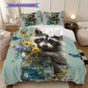 Raccoon Pattern Bedding Quilt Set Quilt Cover Pillowcase Home Decoration Birthday Gift (1 * duvet cover + 2 * pillowcase, without core)