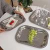 (PH)Vassoio Rettangolare in Acciaio Inossidabile con Design a Rilievo per Cucina Soggiorno Contenitore Durevole Piatto da Portata per Frutta Snack Torta