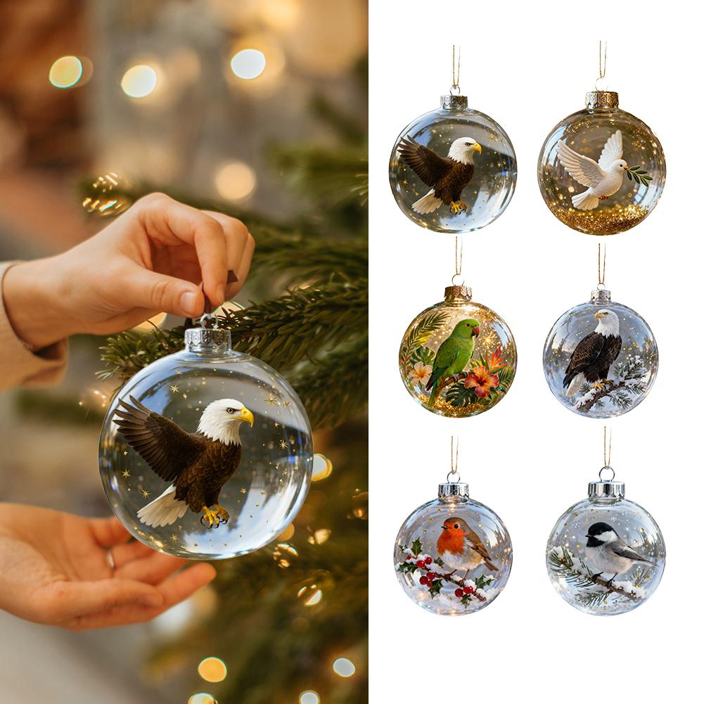 Ornements Boules de Noël en Verre Avec Oiseau Aigle Colombe Perroquet Pour Sapin de Noël Fête de Fête Ornements Suspendus Décorations Xmas O2I4