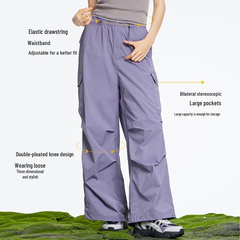 CAMEL Unisex Spring Wide-Leg Cargo Parachute Pants