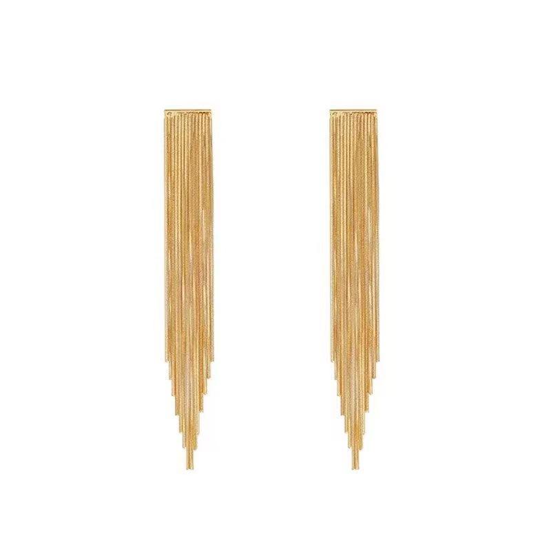 Chic and Versatile Tassel Chain Earrings for Women - Trendy European & American Style