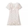Floral Ruffled V-Neck Long Dress European and American Cross-Border 2025 Summer New Style Socialite Style V-Neck Waist-Cinching Dress