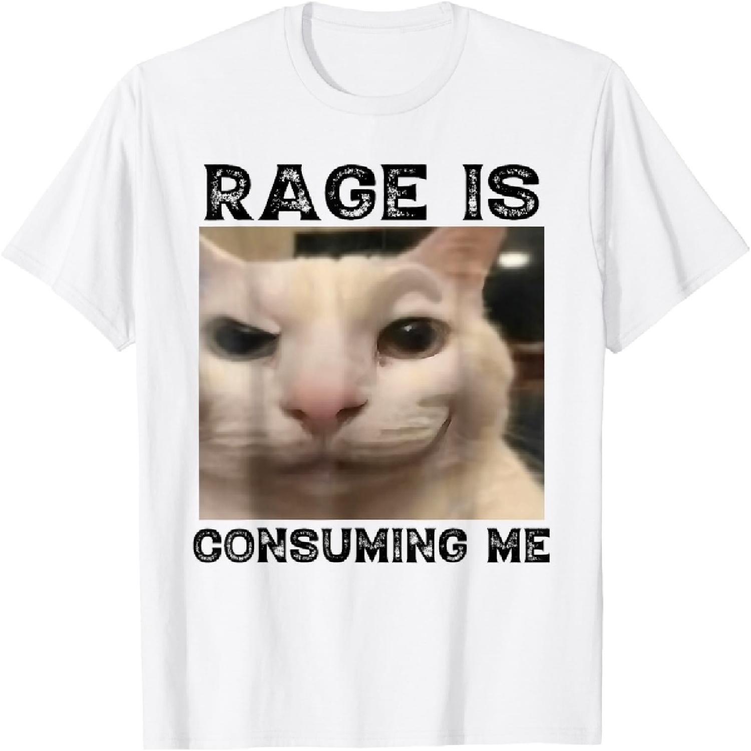 

Rage Is Consuming Me Cat Silly Cat Meme T-Shirt XXXXXL білий