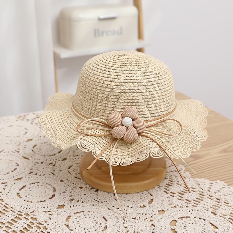 Korean Style Women's Wide Brim Straw Hat - Summer Seaside Bow Sun Protection