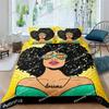 3D Sexy Girl Duvet Fashion African Black Woman Bedding Set Microfiber Comforter Cover Full King For Black Girls Women Gift 025