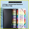 Rainbow Accordion Expanding File Folder 12 Pages Pp Material Elastic Band Closure Colorful Index Tabs Office School Organizer