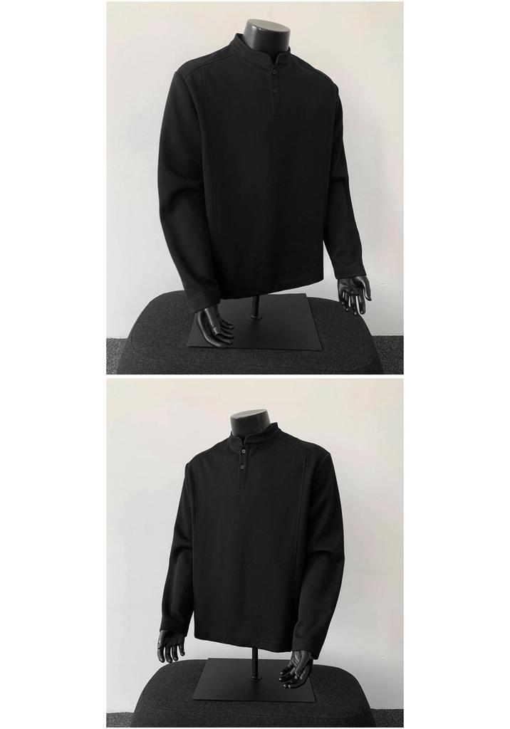 Men's Long Sleeve American Style Polo Henley Shirt - Trendy Casual Inner Wear Base Layer Hoodie