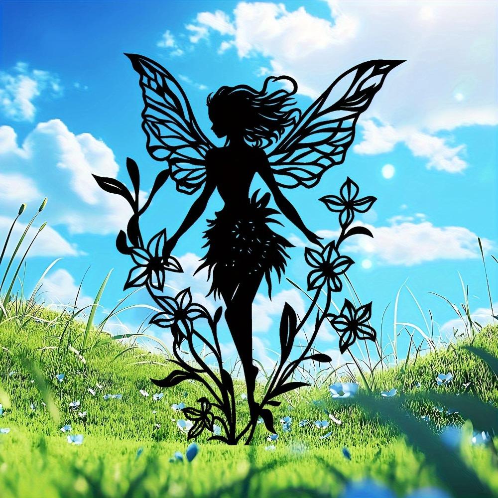 Iron Nature Elf Wall Sculpture Fairy Dandelion Sprite Metal Art Garden Decor Home Accent Holiday Gift