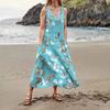 Women's Summer Casual Fashion Flower Printed Sleeveless  Pocket Dress