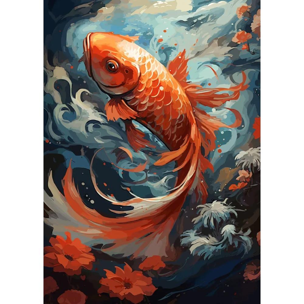 Classic Surreal Golden Koi Fish Posters Fishes Swimming Anime Art Prints Canvas Painting Wall Pictures Home Living Room Decor