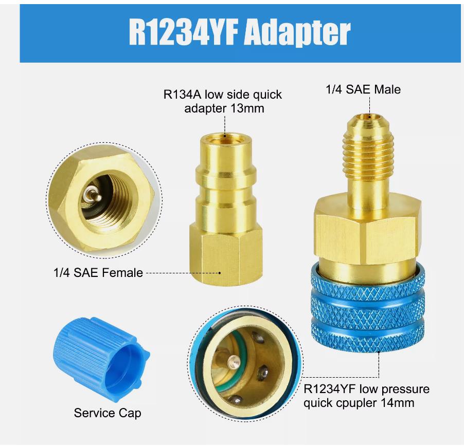 

2Pcs Quality Car A/C Tools R1234YF to R134A Adapter Kit Quick Couplers High Low Side Conversion For Car Air Conditioning Fitting United States