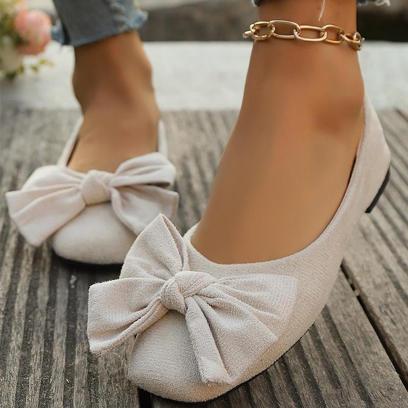 Fashion Lightweight Plus Size 36-43 Flats Shoes Women Faux Suede Non Slip Shoes Woman 2025 Solid Color Bowknot Casual Shoes Ladies