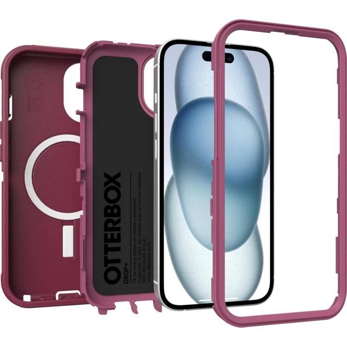 Coque - otterbox - defender series magsafe - iphone 15/14/13 - rose - protection maximale