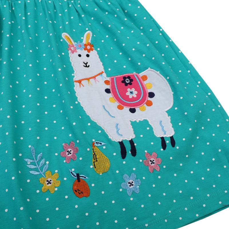 2025 European Style Girls' Summer Animal Cartoon Embroidery Princess Knitted Dress