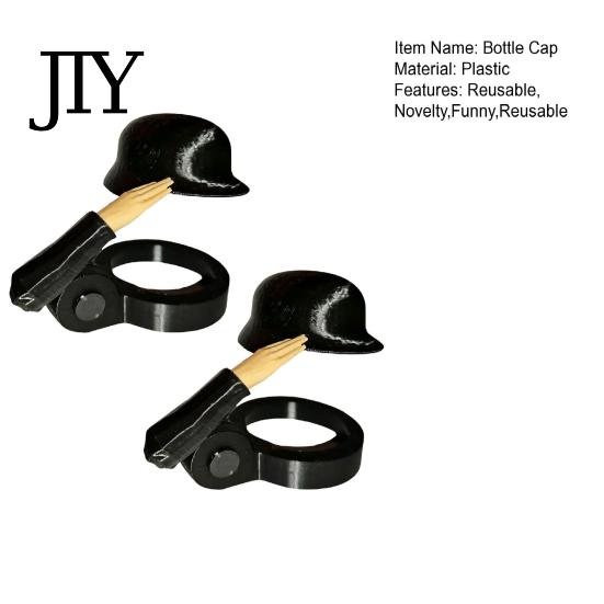Party Bottle Caps 2Pcs Funny Soldier Helmet Caps, Plastic Beer Toppers for Standard Accessories Bottles, Reusable Salute Cap BBQ