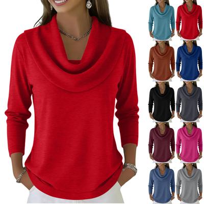 Dámsky ležérny a módny sveter s okrúhlym výstrihom a dlhým rukávom, jednofarebný