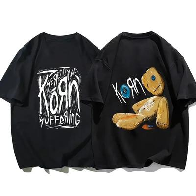 Band-Bedrucktes T-Shirt Korn WORLD TOUR Musik T-Shirt für Männer Frauen Locker Kurzarm Sommer Hip Hop Streetwear 71805#Farbe