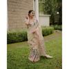 Saree Nou Exclusiv de Designer din In și Bumbac – Ediția cu Imprimeu Digital „Perspectivă Proaspătă”