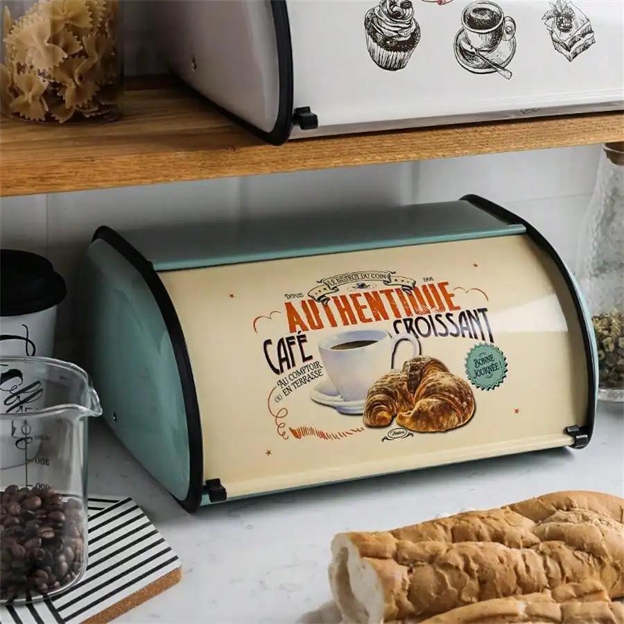 

Kitchen Metal Bread Box ,Desktop Food Container ,Outdoor Picnic Snack Box ,Convenient Flip Cover Bread Bin Kitchen Organizer синій