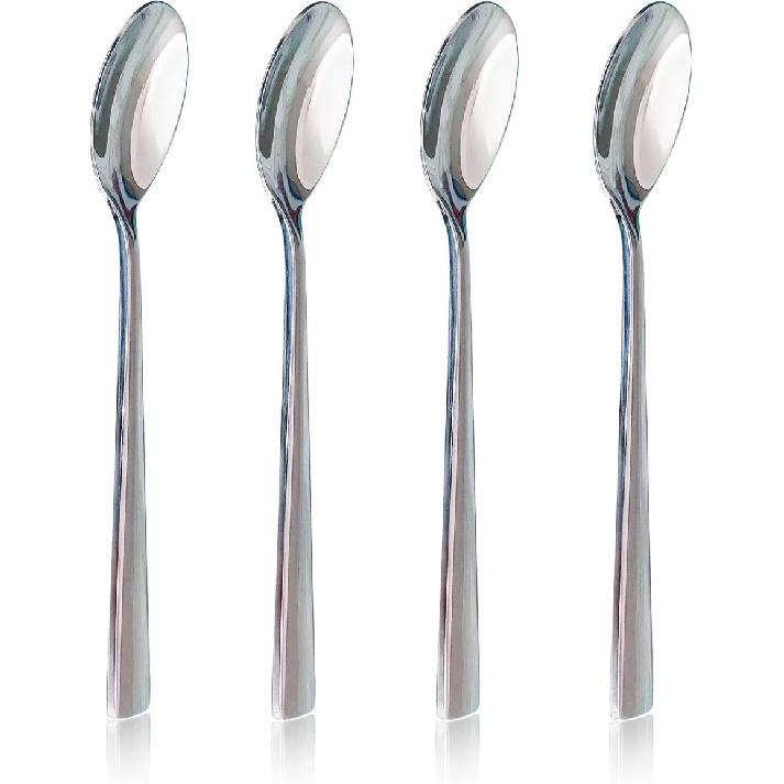 NobleEgg Egg Spoons for Soft Boiled Eggs, Coffee, Desserts | 18/8 Stainless Steel | 5.5 inches | Set of 4