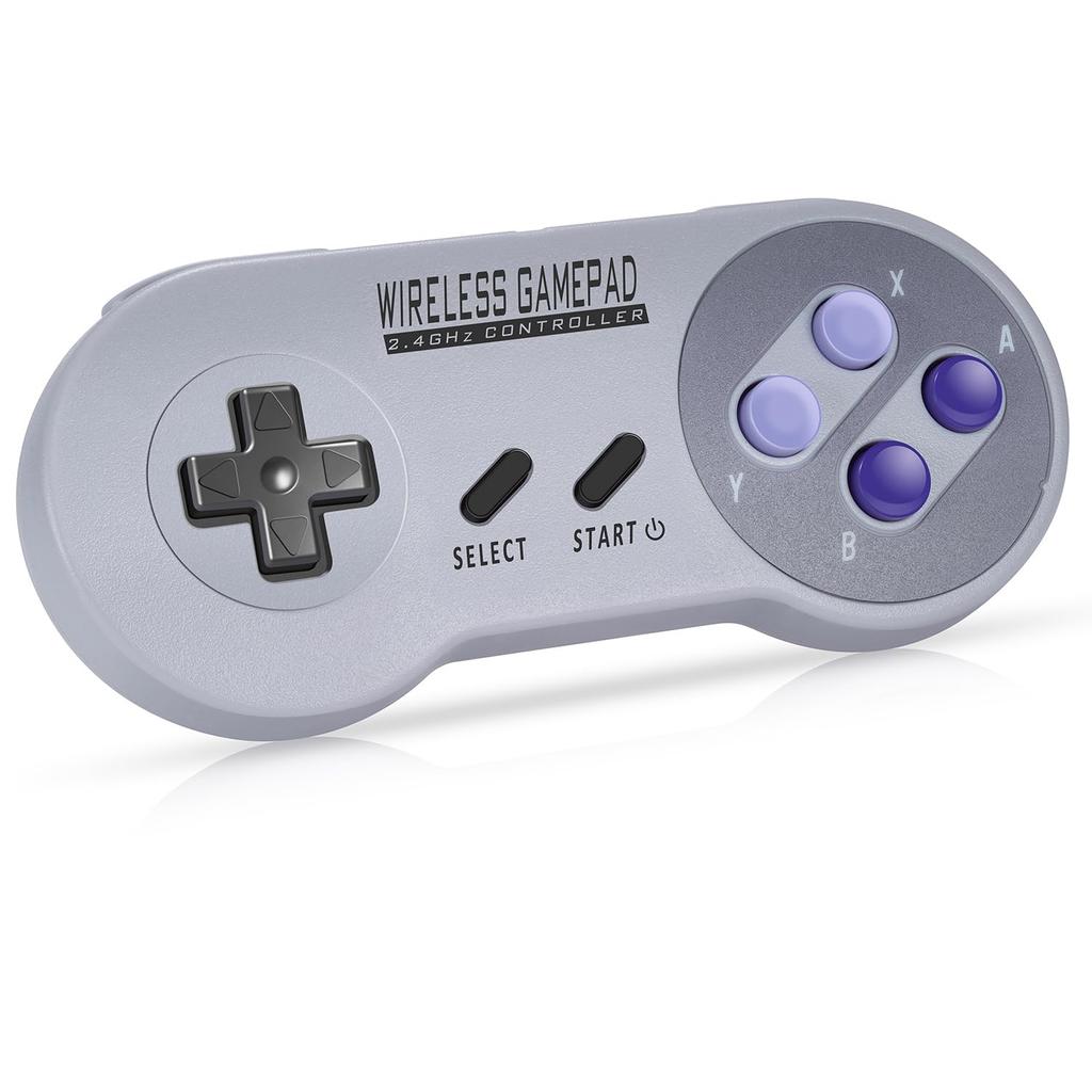 Asopiram Wireless Controller for SNES Classic/Switch/Windows, [2 Pack] 2.4G Joystick Gamapad Retro Rechargeable Controller with USB Receiver
