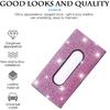 Bling Car Sun Visor Tissue Box Holder, Rhinestone PU Leather Crystal Sparkling Napkin Holder, Backseat Paper Towel Cover Case Car Accessories for