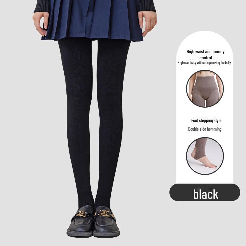 

Женские серые высокие хлопковые леггинсы - новый стиль весна/осень, без талии, утягивающие длинные колготки high waist plus fleece чёрный