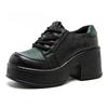 Fashion New Retro 7cm High Heels Women Shoes Flat Platform Thick Heels Shoes Mixed Colors Genuine Leather 2025 Luxury Lace Up Shoes
