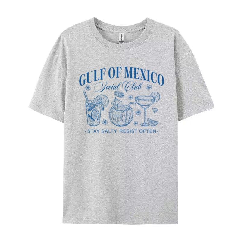 Women Unisex Gulf of Mexico Social Club T Shirt Trendy Democrat Tshirts Retro Funny Beach Vacation TShirts Liberal Top Gift