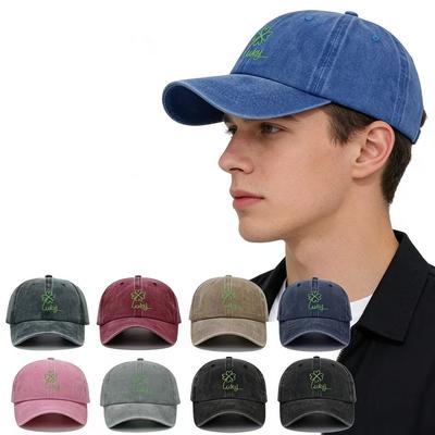 Men Women'S Lucky Clover Embroidered Baseball Cap Adjustable Vintage Dad Hat For Casual Daily And Outdoor Wear