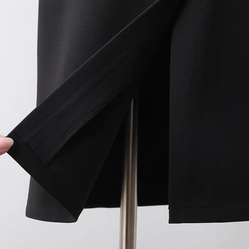Gray Professional High-Waisted Slimming Suit Skirt for Spring/Summer