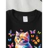 Kids Sweatshirt,Crew Neck Fashion Top, Fun"Rainbow Kitten Butterflies " Patterned Sweatshirt, for Everyday Casual Wear, for All Kinds of Daily Outfits
