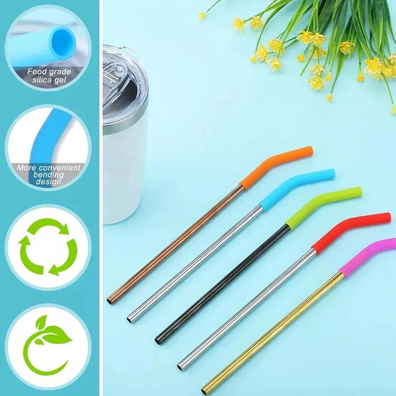 6Pcs/Set Soft Silicone Straw Covers Straws Tips Covers Fit For 9Mm Wide Reusable Stainless Steel Straw Nozzles