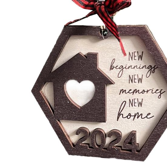 2024 New Year New New Hanging Decoration New Beginning Memories Home Bowknot Wood Craft Reusable